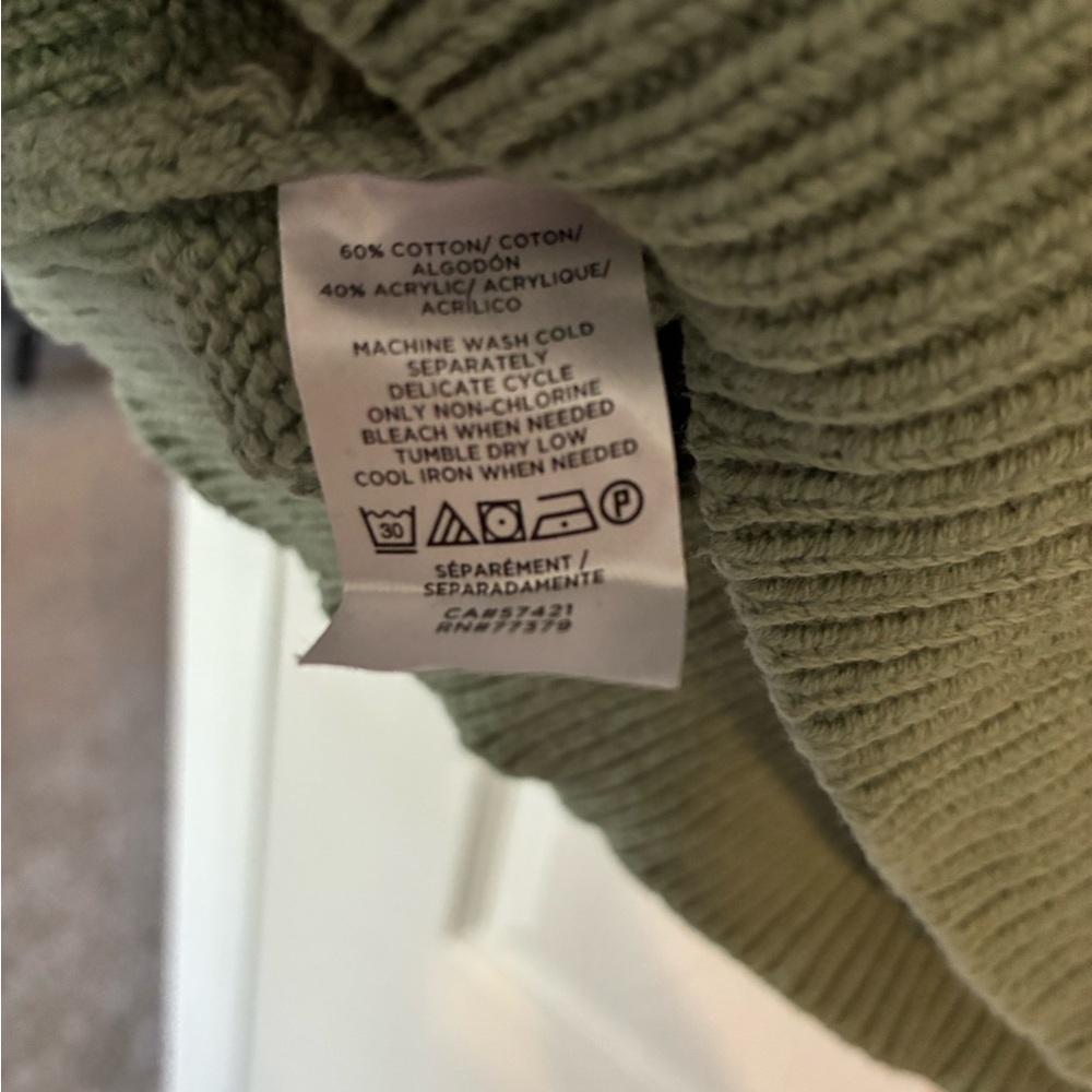Ann Taylor Sage Green Sweater with Black Polka Dots - Picture 3 of 4